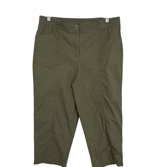 Chicos 0.5 size Small Fitigues Christa Straight Leg Capri Crop Pants Olive Green - Picture 1 of 9